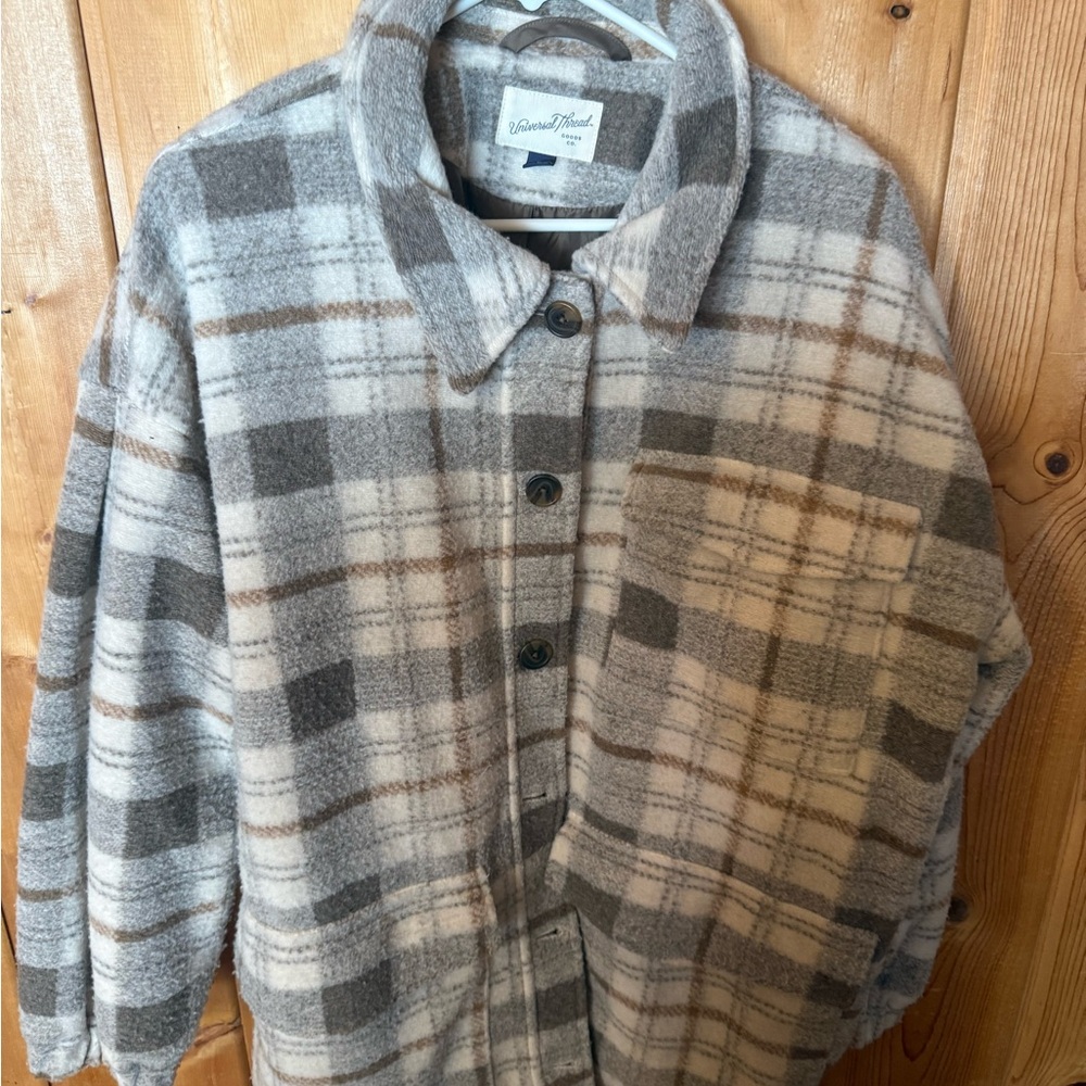 Universal Thread Neutral Plaid Shacket In Cream A… - image 1